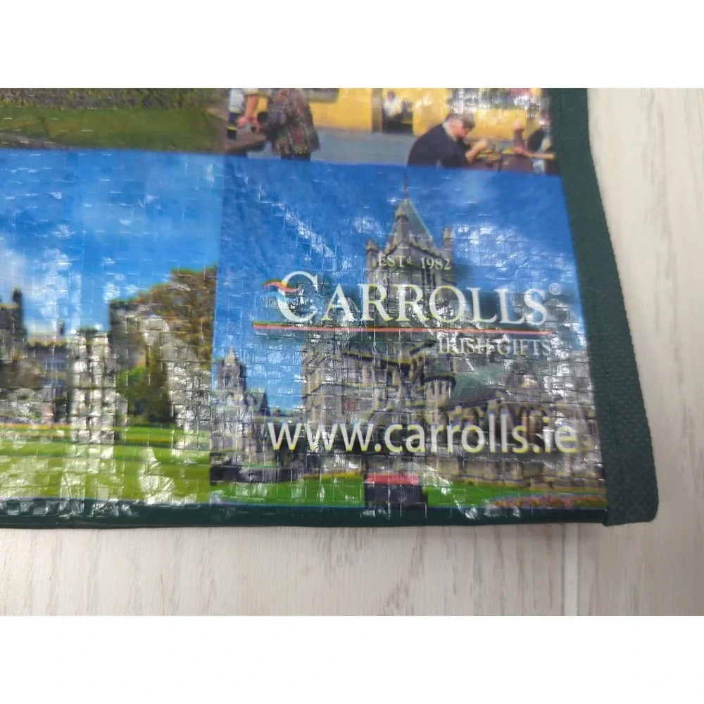 Ireland zippered top plastic coated Shopping Bag Green Carrolls Irish Gifts